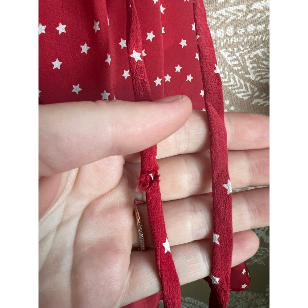 Realisation Par The Alexandra Red Star 100% Silk Wrap Mini Dress Size Small - Picture 5 of 7